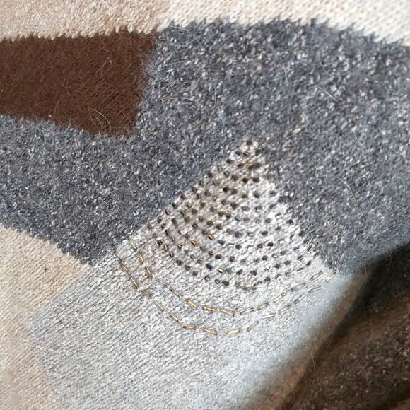 NWT Vintage 90s Segue Sweater Silk Angora Gray Beaded Size S - Picture 5 of 9